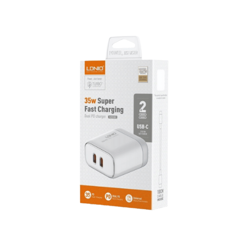 Kucni punjac LDNIO A2528C 35W PD (USB-C + USB-C) USB-C + kabal Lightning