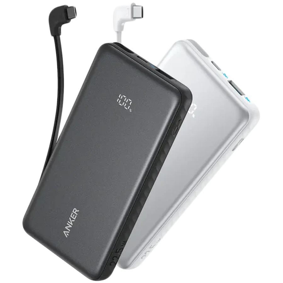 Anker Zolo Power Bank (10K, 22.5W, Built-In USB-C Cable) Black