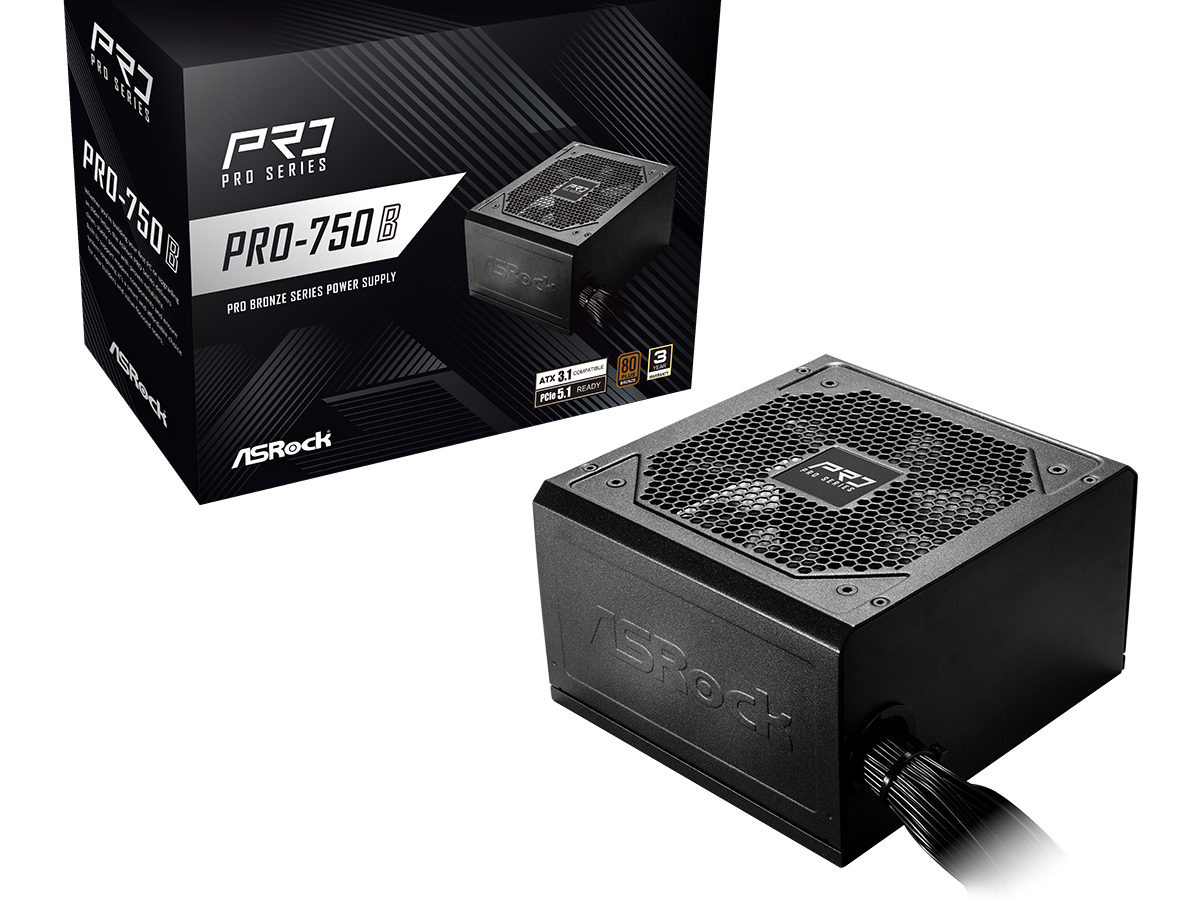 ASRock PSU 750W Bronze, Pro80PLUS, 120mm fan, ATX 3.1PCIe 5.1