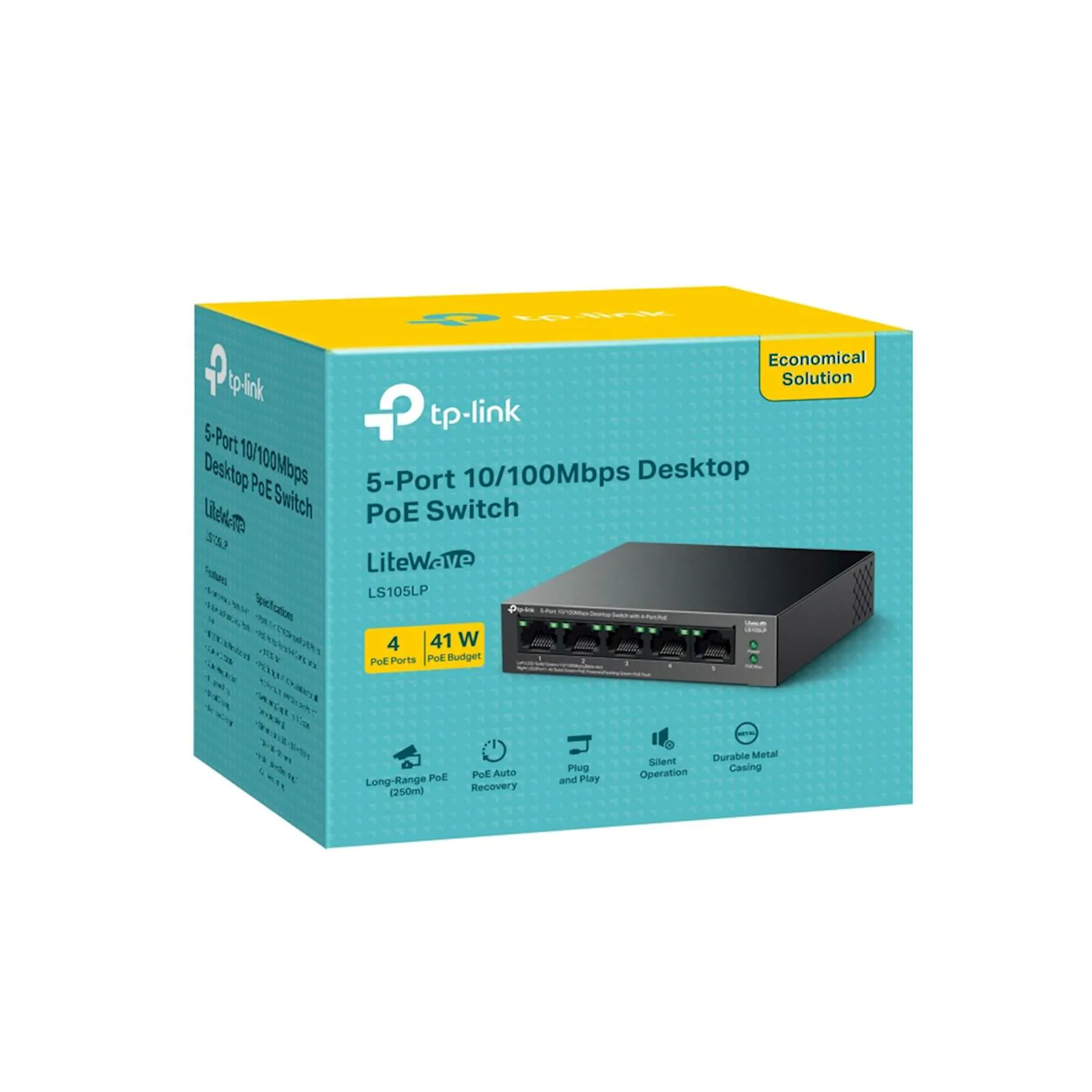 Switch TP-Link Omada 5-Port 10/100Mb, 4-Port PoE+ LS105LP