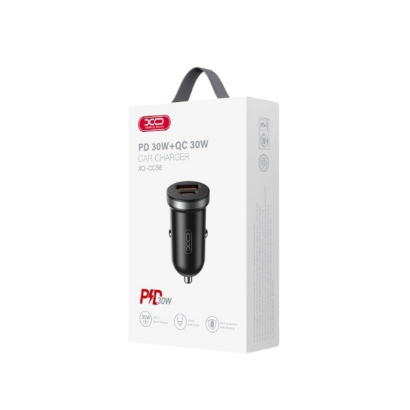 Auto punjac XO CC56 30W USB+Type C + kabal type-C Crni