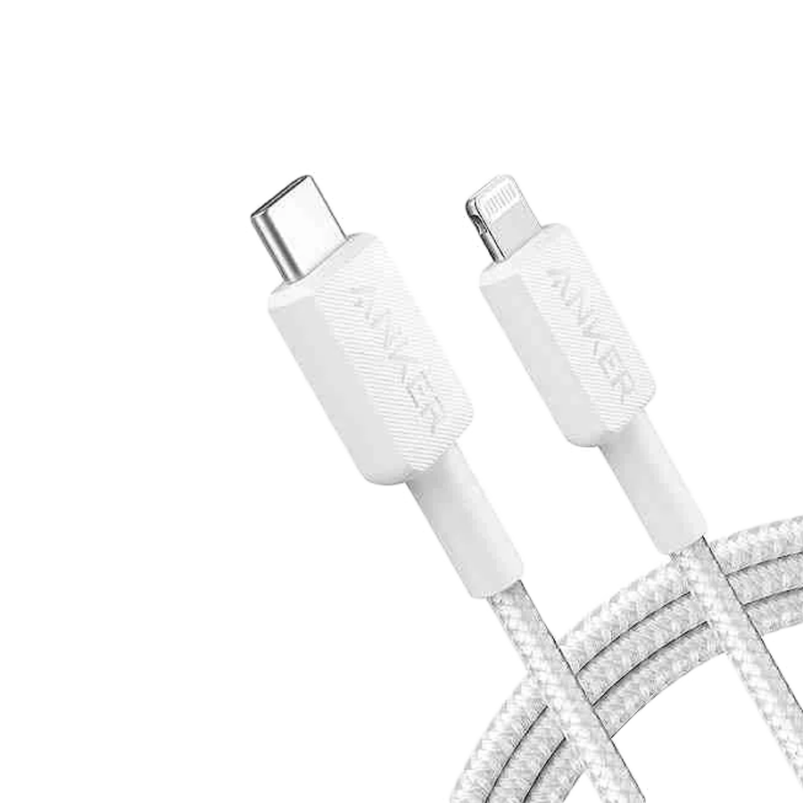 Anker 322 USB-C to Lightning Cable (3ft Braided) White