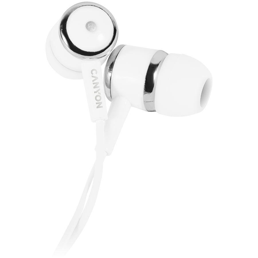 CANYON Stereo earphones with microphone, White