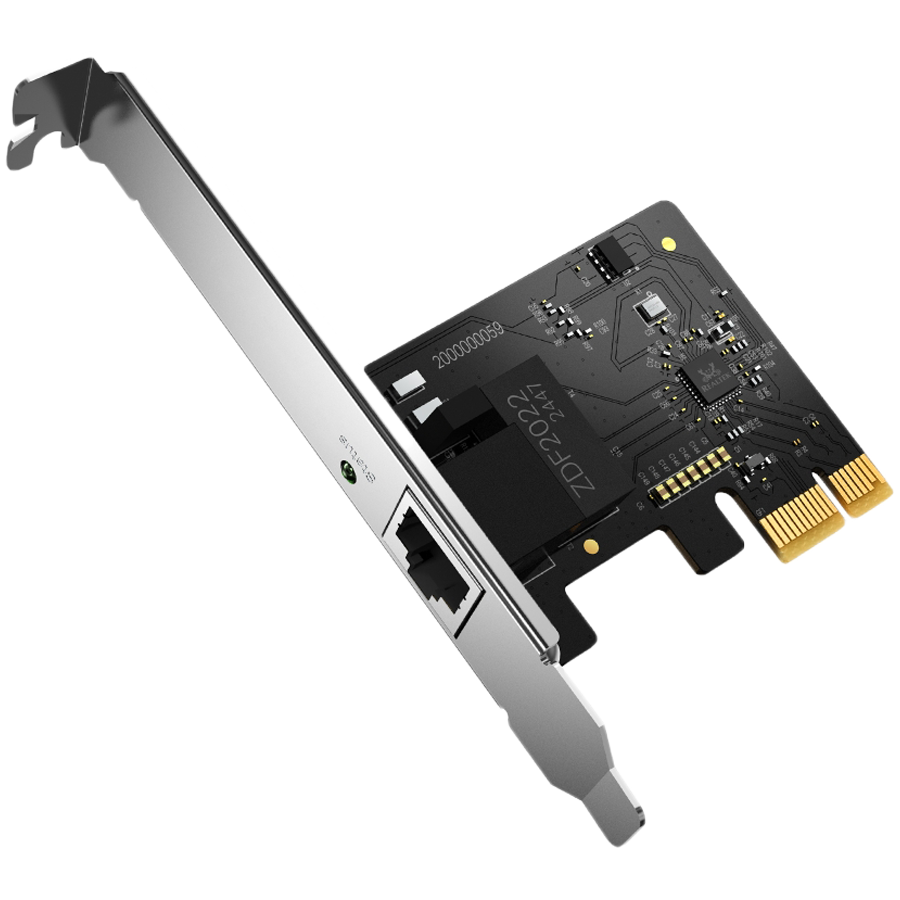 Mercusys MA210E Gigabit PCIe Network Adapter, 1x PCI Express, 1x RJ45 Port,1 Gbps, Full-Height Bracket/Low-Profile Bracket, Wake-on-LAN, Flow Control, Energy-Efficient Ethernet (EEE),