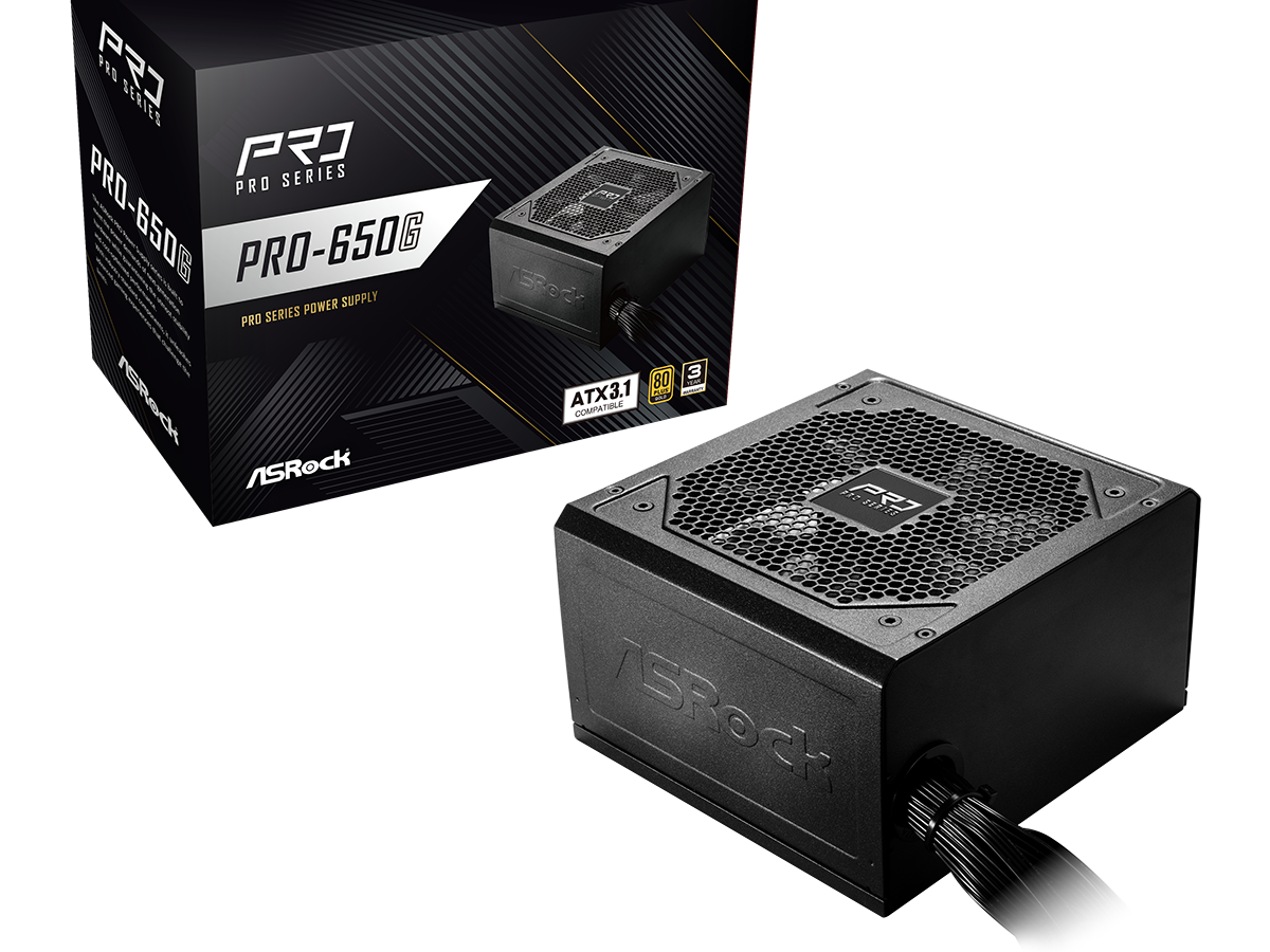 ASRock PSU 650W Gold, Pro80PLUS, 120mm fan, ATX 3.1PCIe 5.1