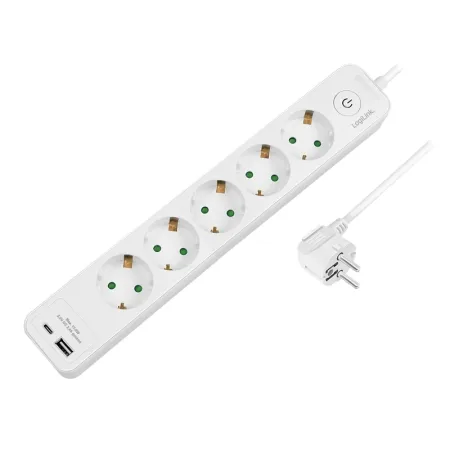 LogiLink Produžni kabl sa zaštitom 5 utičnice, 1X USB- A, 1X USB- C 1.5m LPS280U