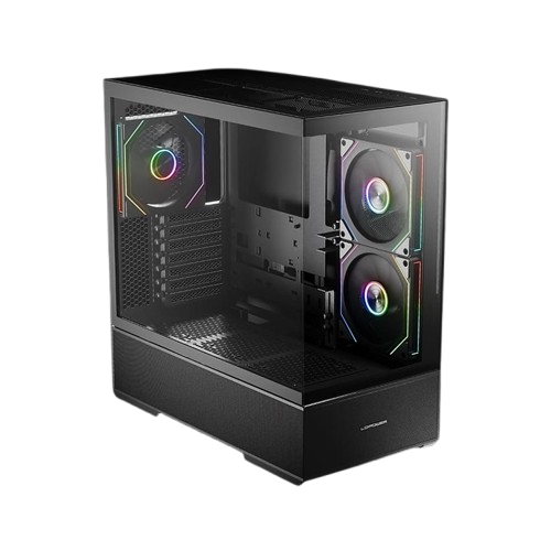 LC-Power Case Gaming 812WQuartz Vision, Midi-Tower, ATX3xARGB fans,GPU: 400mm, CPU Cooler: 190m