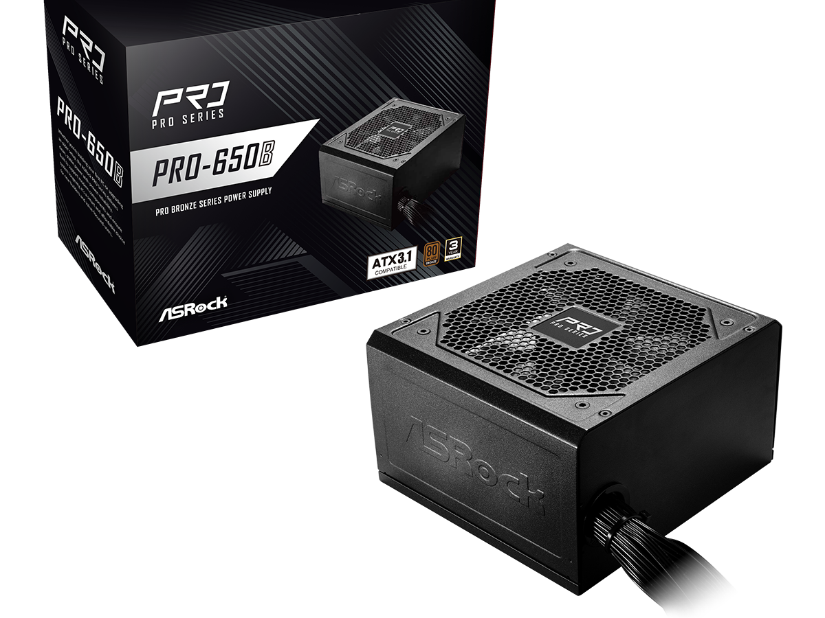 ASRock PSU 650W Bronze, Pro80PLUS, 120mm fan, ATX 3.1PCIe 5.1