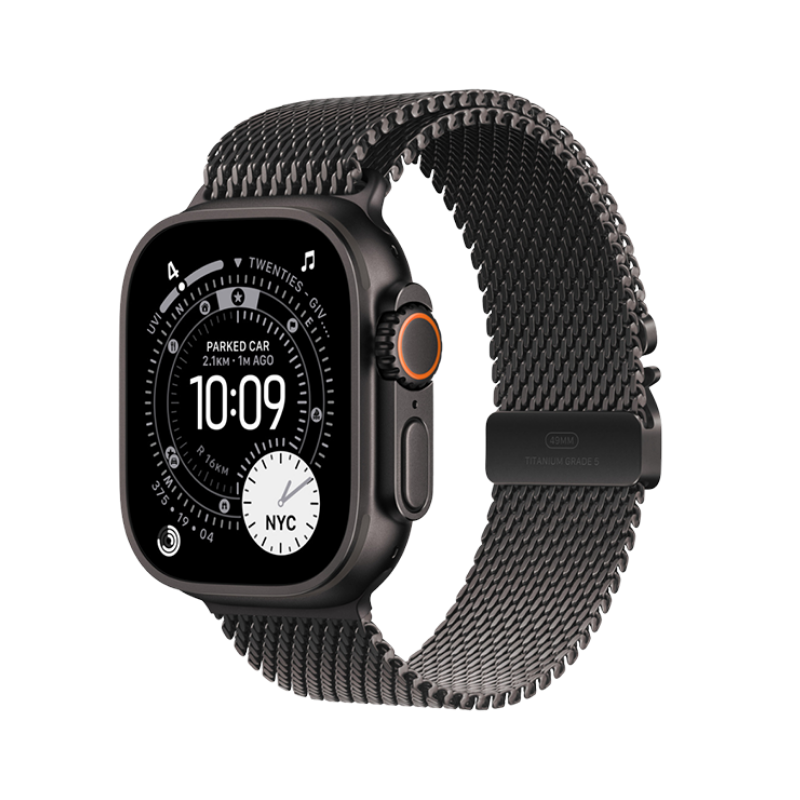 Apple Watch Ultra 3 49mm BlackTitanium Case+Black Titanium Milanese Loop MF1N4 S/M
