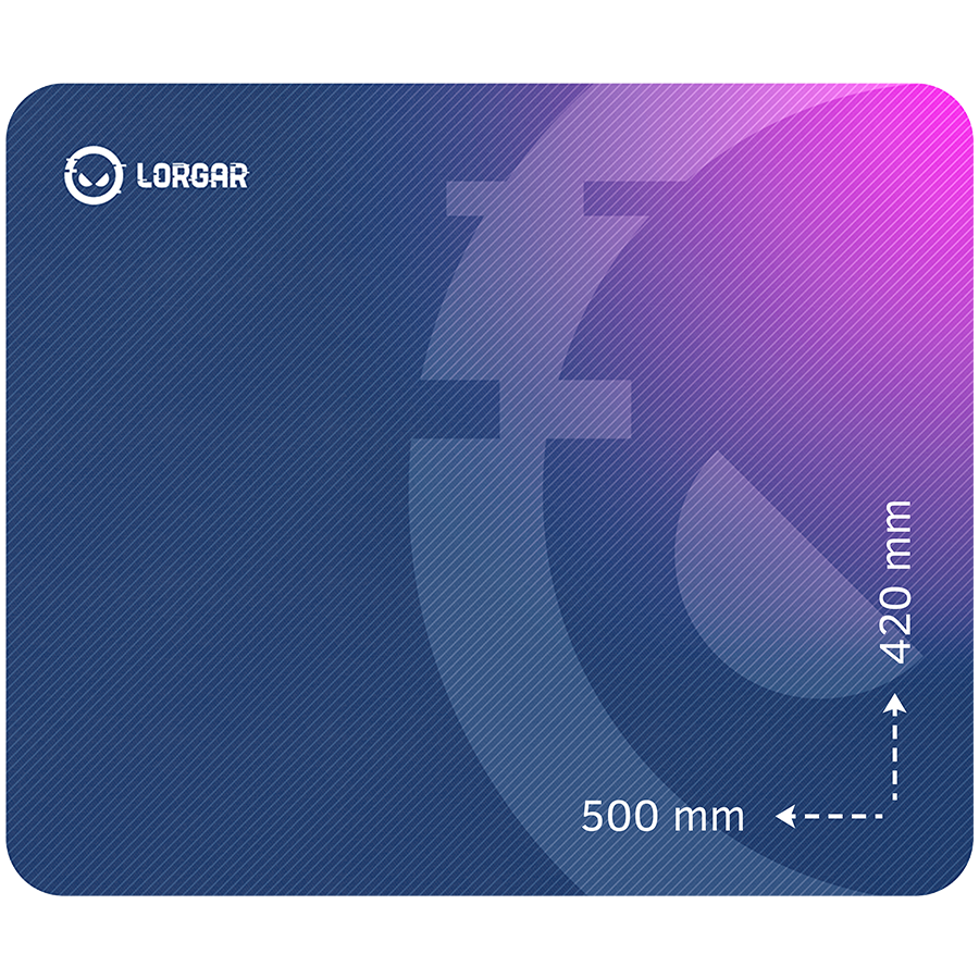 Lorgar Main 135, Gaming mouse pad, High-speed surface, Purple anti-slip rubber base, size: 500mm x 420mm x 3mm, weight 0.41kg