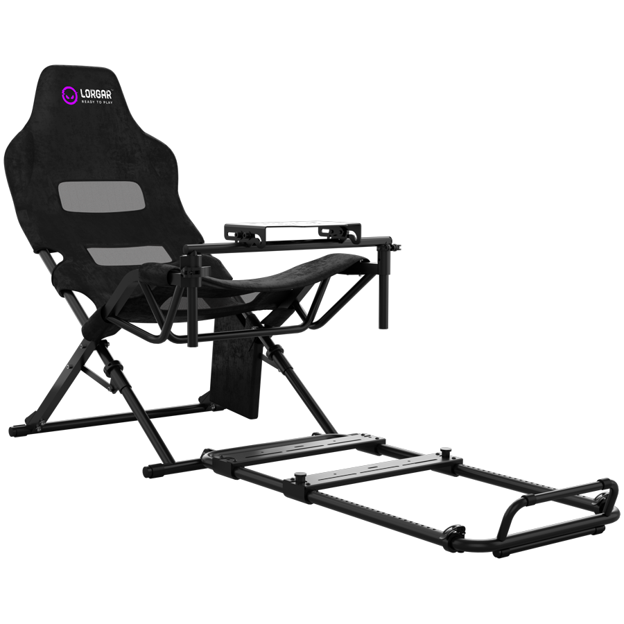 LORGAR FLEX RAF1, Sim Racing Cockpit Advanced, Foldable, 150x72x113 cm-playing, 38x72x126cm-folded, Black