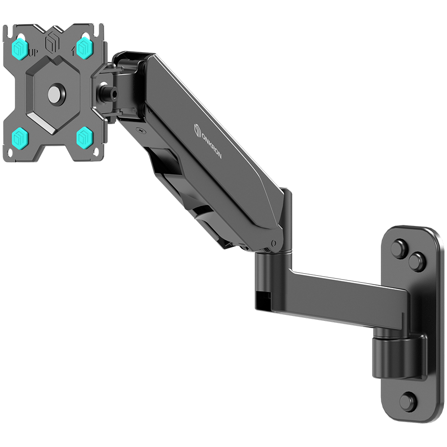 ONKRON TV Monitor Wall Mount Bracket for 13” – 34” Screens Full Motion with Gas Spring, Black