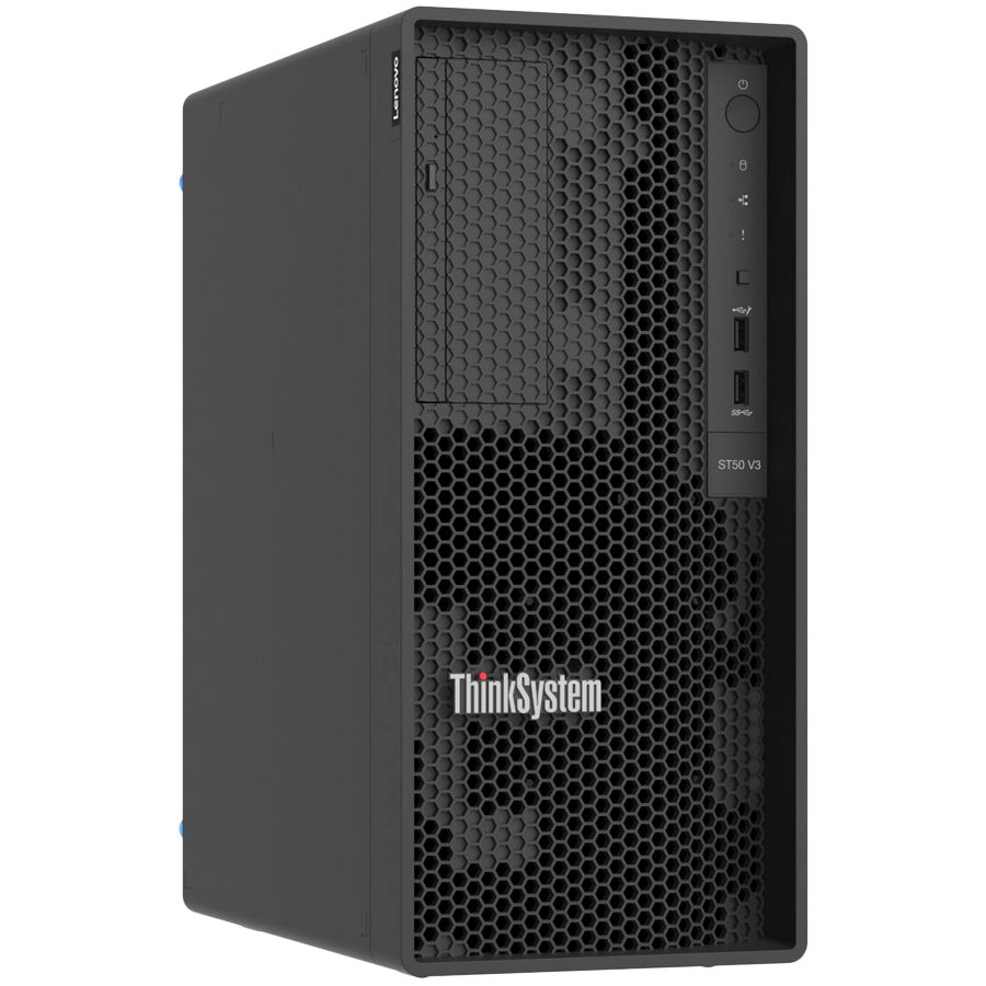 Lenovo ThinkSystem ST50 V3,Intel Xeon 6315P (4C 2.8GHz 55W), 1x16GB TruDDR5 5600MHz (1Rx8) ECC UDIMM,2x3.5 960GB RI SATA 6Gb NHS SSD, SW RD,1x500W Platinum,3yr Warranty