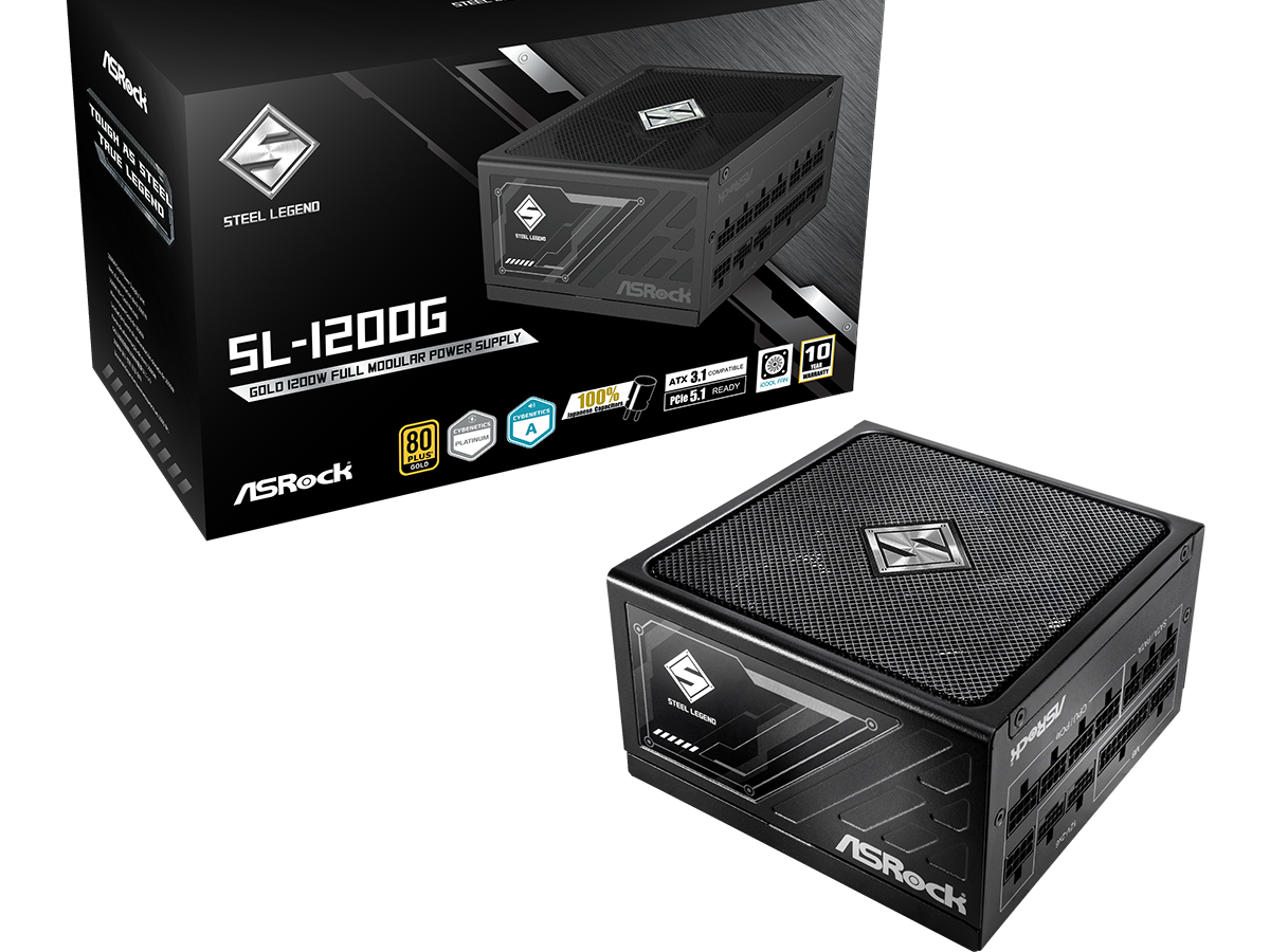 ASROCK PSU 1200W Gold SLFully Modular, 80PLUS135mm fan, ATX 3.1, PCIe 5.1
