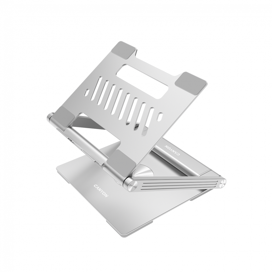 Canyon Laptop stands with hub, TYPE C F to HDMI2.0+2USB3.0+USBC3.0+RJ45+PD, TYEP C TO C cable 1m white with Emarker: HUSB332A, Material: Aluminum case+ABS+PS, Size: 245x240x27.2+/-0.3mm, Weight:1304g