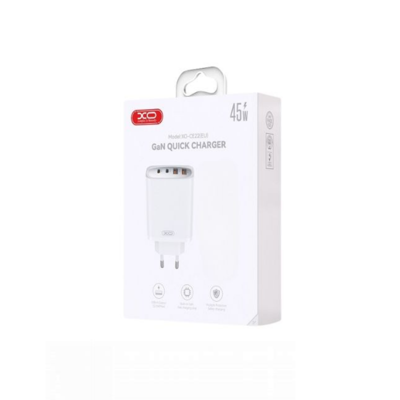 Kucni punjac XO CE22 2USB-C+ 2USB-A 45W White - glava