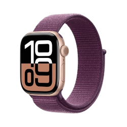 Apple Watch Series 10 GPS 46mm Rose Gold Aluminium Case+Plum SportLoop MWWV3