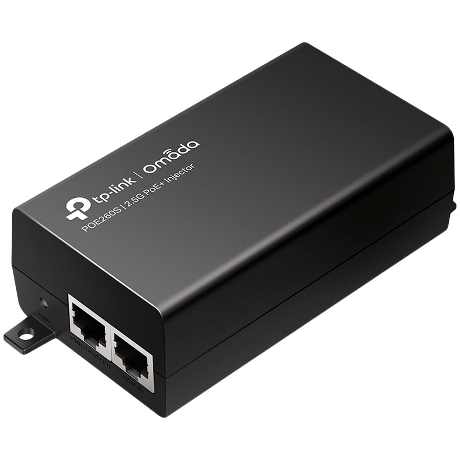 TP-Link PO260s 2.5G PoE+ Injector Adapter, 1x 2.5G PoE Port, 1x 2.5G Non-PoE Port, 802.3at/af Compliant, Data and Power Carried over The Same Cable Up to 100 Meters, Plastic Case, Pocket Size