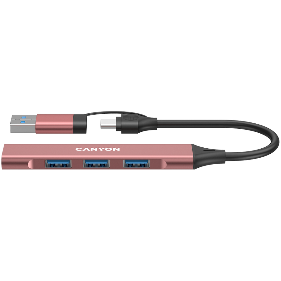 CANYON hub DS-02 4in1 USB-A/C Pink