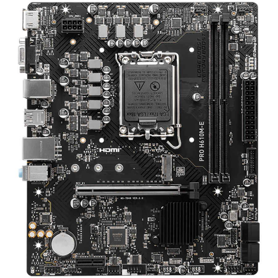 MSI PRO H610M-G LGA 1700 Intel H610 SATA 6Gb/s Micro ATX Motherboard 2x DDR5 PCI-E x16 slot M.2 Intel I219V1Gbps LAN EZ Debug LED