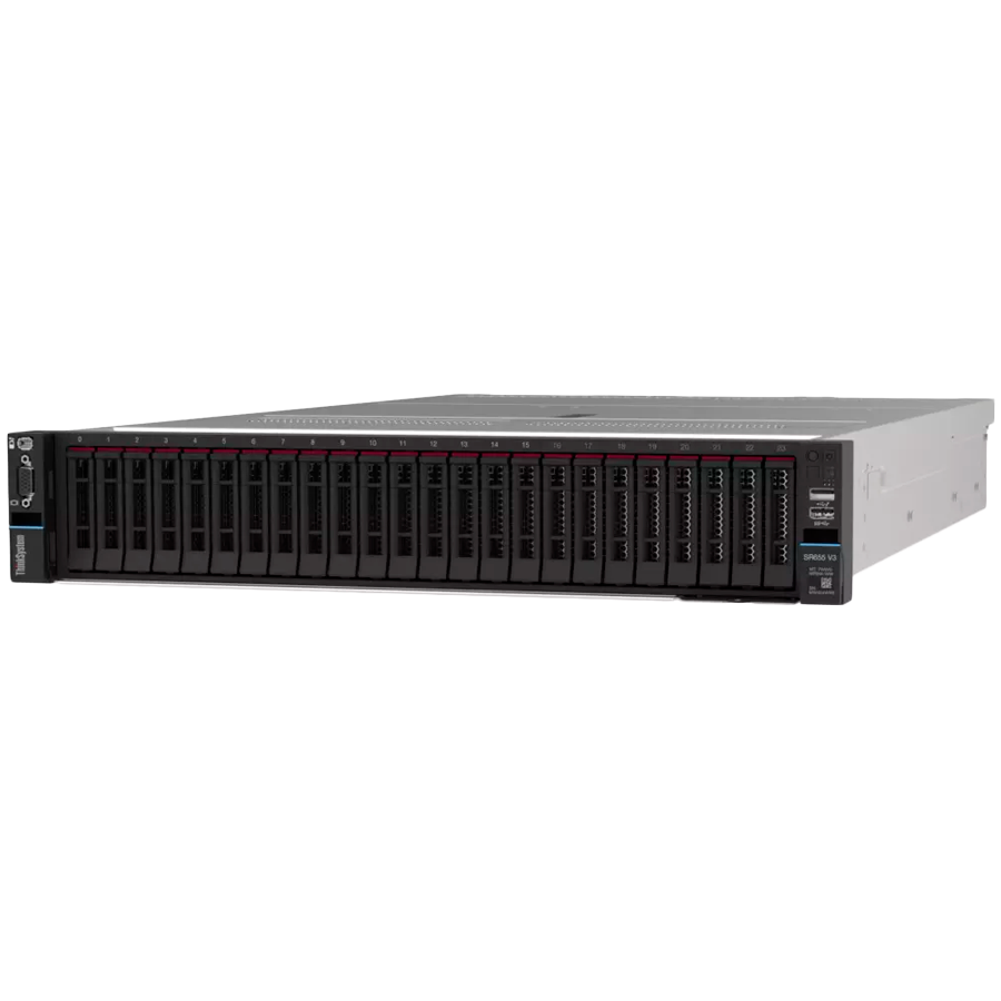 Lenovo ThinkSystem SR655 V3, AMD EPYC 9115 (16C 2.6GHz 125W), 1x32GB TruDDR5 6400MHz (2Rx8) RDIMM,RAID 940-8i 4GB PCIe12Gb Adapter, 2x750W Titanium,XCC Platinum, 8x2.5 Backplane,3yr. Warranty