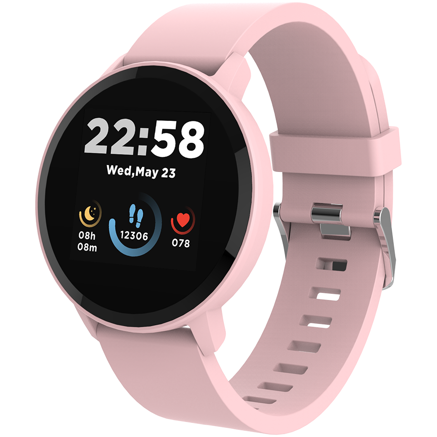 CANYON Lollypop SW-63, Smart watch, 1.3inches IPS full touch screen, Round watch, IP68 waterproof, multi-sport mode, BT5.0, compatibility with iOS and android, Pink, Host: 25.2*42.5*10.7mm, Strap: 20*