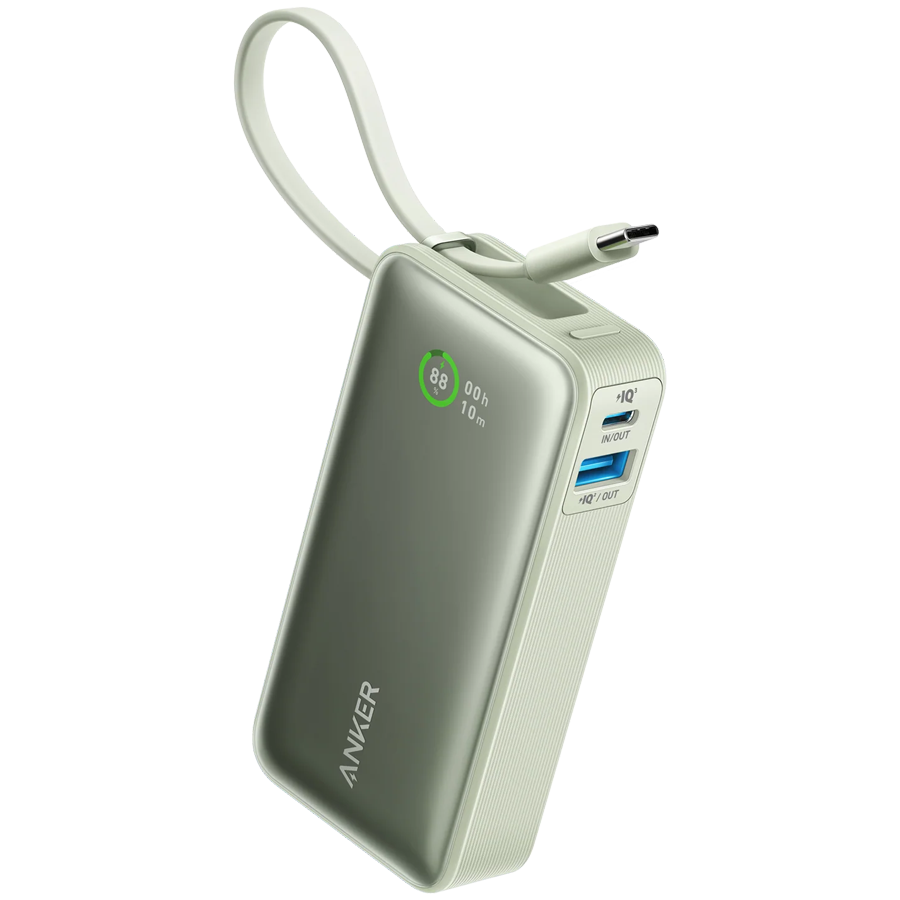 Anker Nano Power Bank (30W,Built-In USB-C Cable) Green