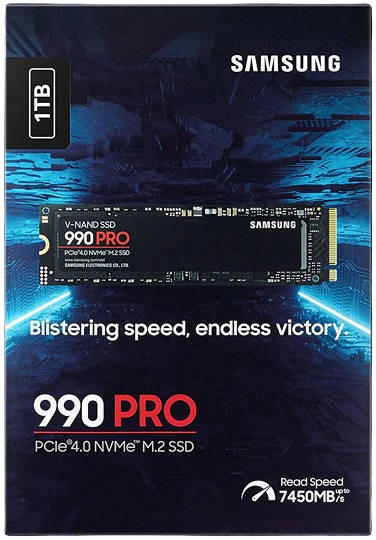 Samsung SSD 990 PRO 1TB NVMePCIe Gen 4.0 x4,7450MB/s read,6900MB/s write