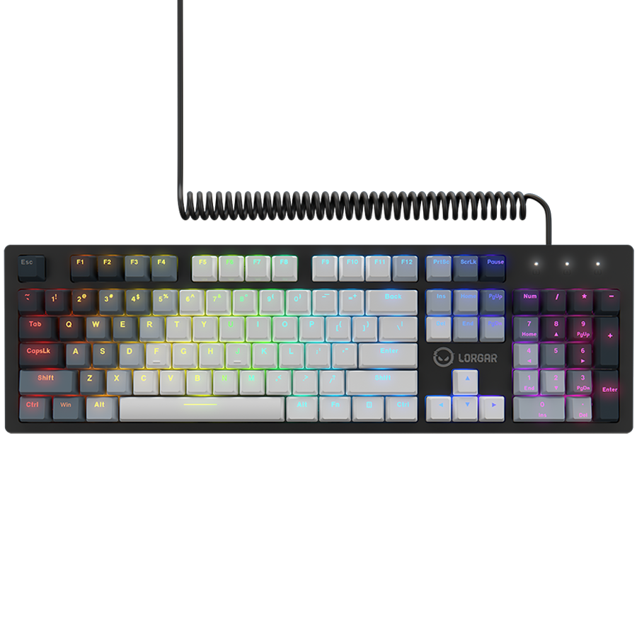 LORGAR Azar 514, Wired mechanical gaming keyboard, RGB backlight, 1680000 colour variations, 18 modes, keys number: 104, 50M clicks, linear dream switches, spring cable up to 3.4m, ABS plastic+metal,