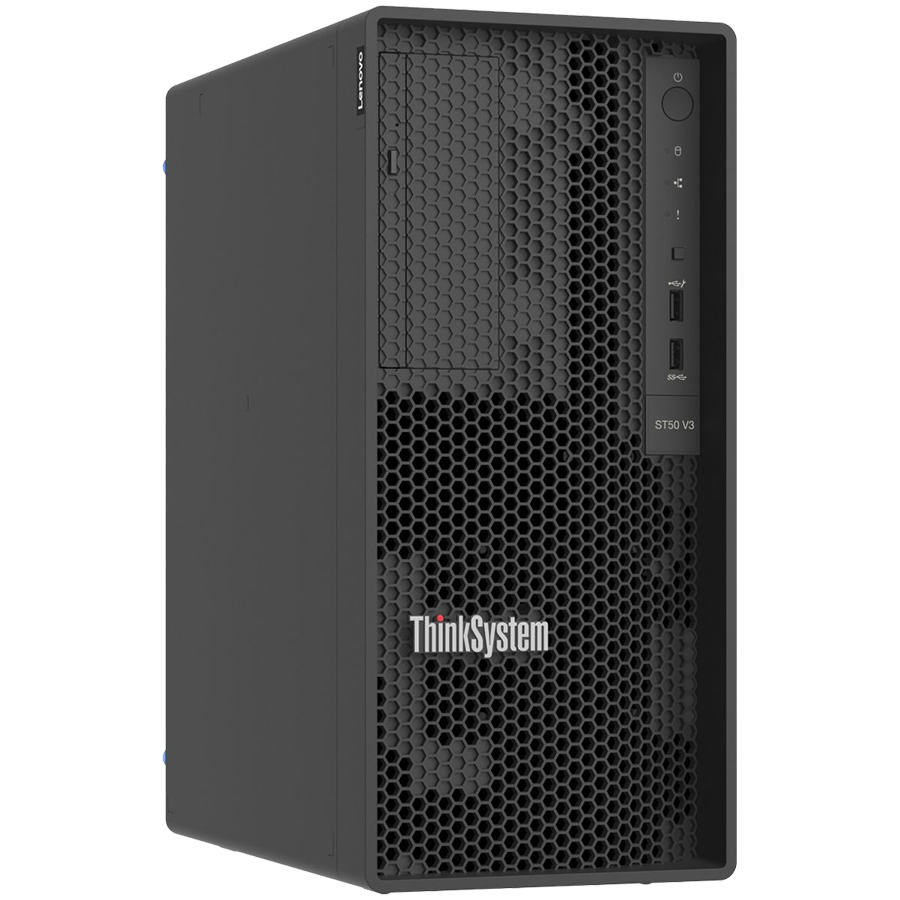 Lenovo ThinkSystem ST50 V3,Intel Xeon 6315P (4C 2.8GHz 55W),1x16GB TruDDR5 5600MHz (1Rx8) ECC UDIMM,2x480GB 3.5 RI SATA 6Gb NHS SSD,SW RAID,1x500W Platinum,3yr warranty