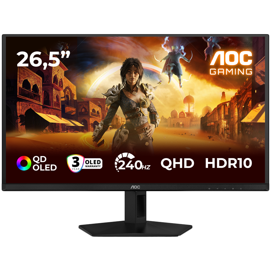 AOC Monitor Gaming OLED Q27G41ZDF 26.5", QHD (2560x1440), QD-OLED, 240Hz, 0.03ms, 400 cd/m2, Adaptive Sync, G-Sync Compatible, HDR10, USB hub, 1x HDMI 2.0, 1x DP 1.4