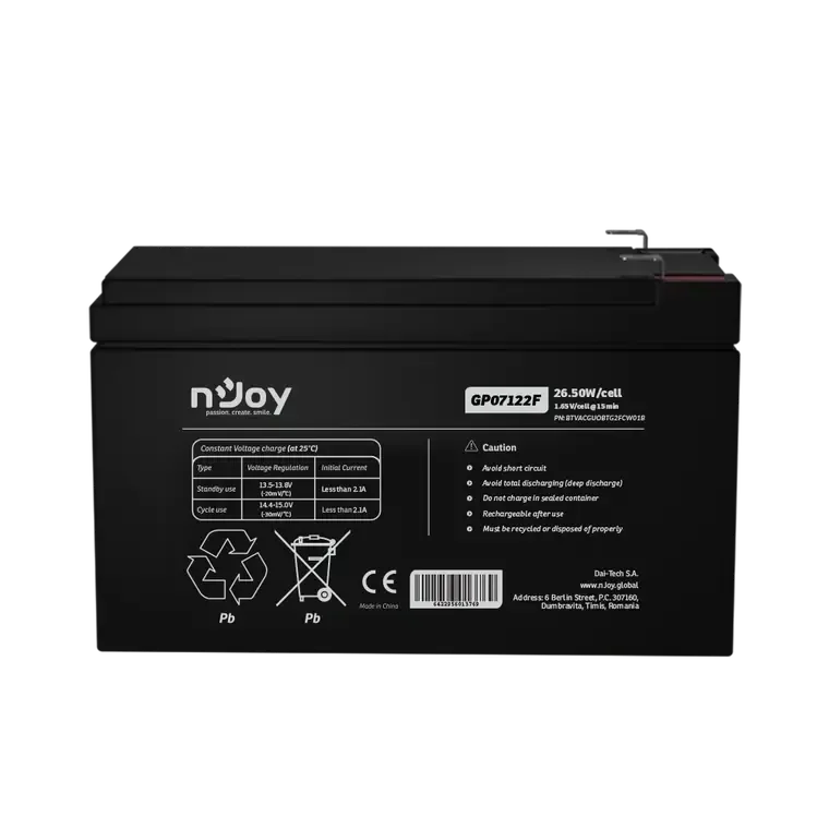 NJOY baterija 12V 7Ah GP07122F F2/T2