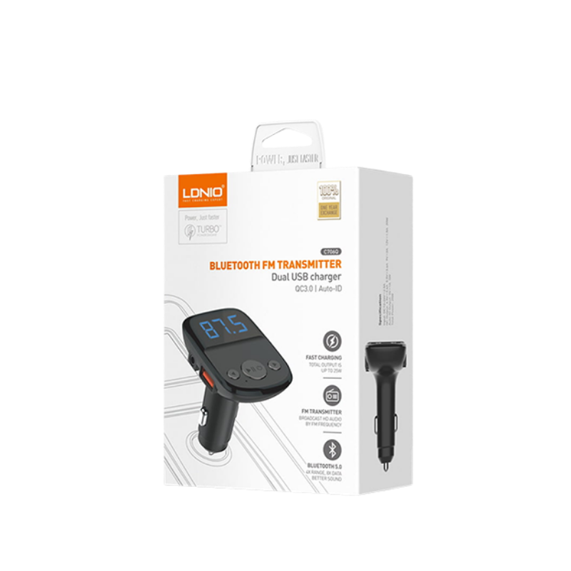 FM Bluetooth transmiter LDNIO C706Q 3.6A 25W + Type C
