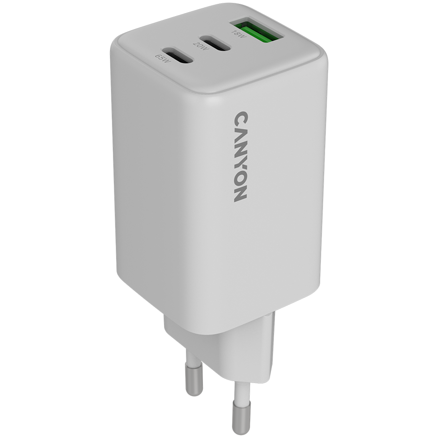 CANYON charger CU65ACC GaN 65W 2xPD 1xQC EU White