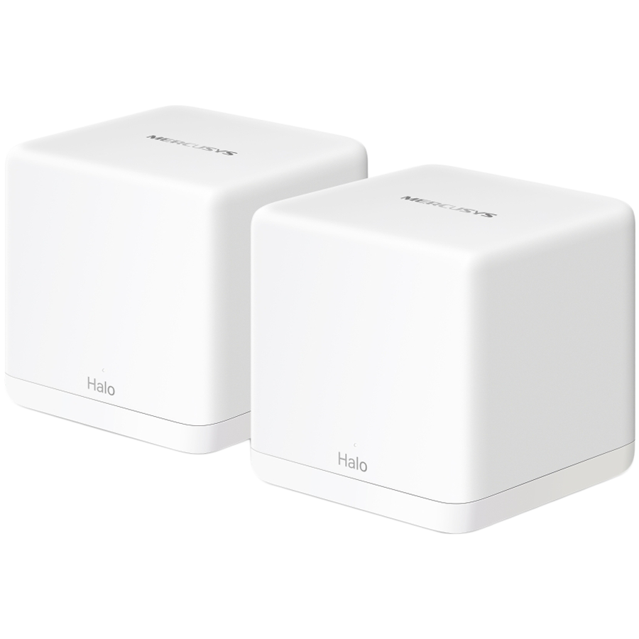 Mercusys Halo H60X (2-Pack) AX1500 Whole Home Mesh Wi-Fi 6 System,2-pack: 1× Halo H60XR + 1× Halo H60XS, 300 Mbps at 2.4 GHz + 1201 Mbps at 5 GHz,Halo H60XR:  Internal Antennas, 3× Gigabit Ports; Halo
