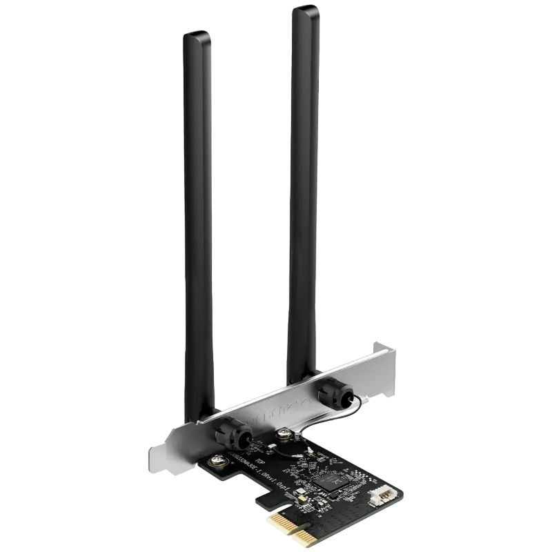 Mercusys MA30E AC1200 Dual-Band Wi-Fi Bluetooth  PCI Express Adapter, 867 Mbps at 5 GHz + 300 Mbps at 2.4 GHz, 2 x High Gain Dual-Band External Antennas, MU-MIMO, WPA3, Bluetooth 5.0