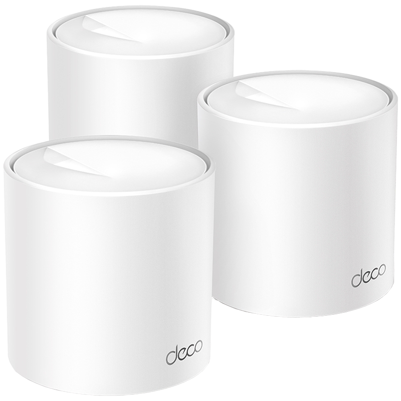 TP-Link Deco X10 (3-pack) AX1500 Whole Home Mesh Wi-Fi 6 System, 300 Mbps at 2.4 GHz + 1201 Mbps at 5 GHz,Internal Antennas, 2× Gigabit Ports (WAN/LAN auto-sensing),Deco App, Router/AP Mode, IPv6, IPT