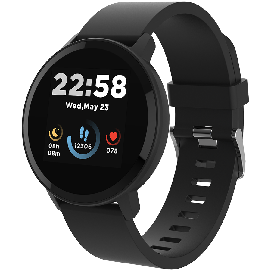 CANYON Lollypop SW-63, Smart watch, 1.3inches IPS full touch screen, Round watch, IP68 waterproof, multi-sport mode, BT5.0, compatibility with iOS and android, black, Host: 25.2*42.5*10.7mm, Strap: 20