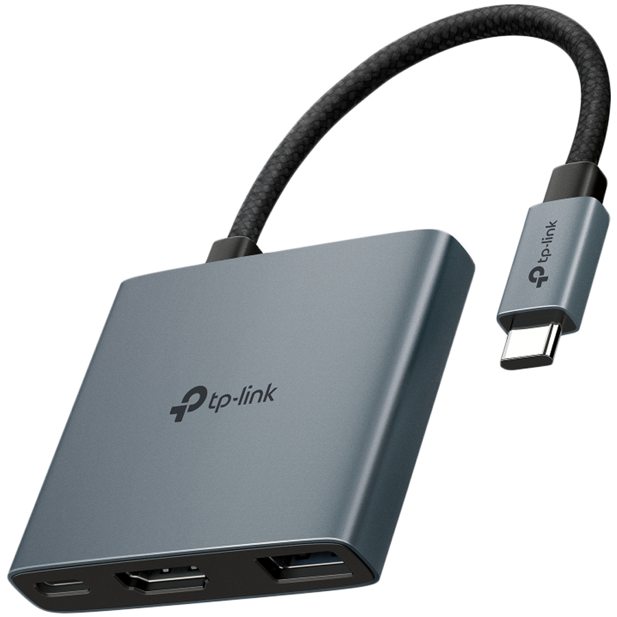 TP-Link UH3020C USB Type-C 3-Port Hub, 1 x USB-C Connector,1 x HDMI 4K 60Hz Port, 1 x USB-C PD 100W Port,1 x USB-A 3.0 Ports, Plug and Play, Self-storage for Connector, Fast Heat Dissipation, Flexible