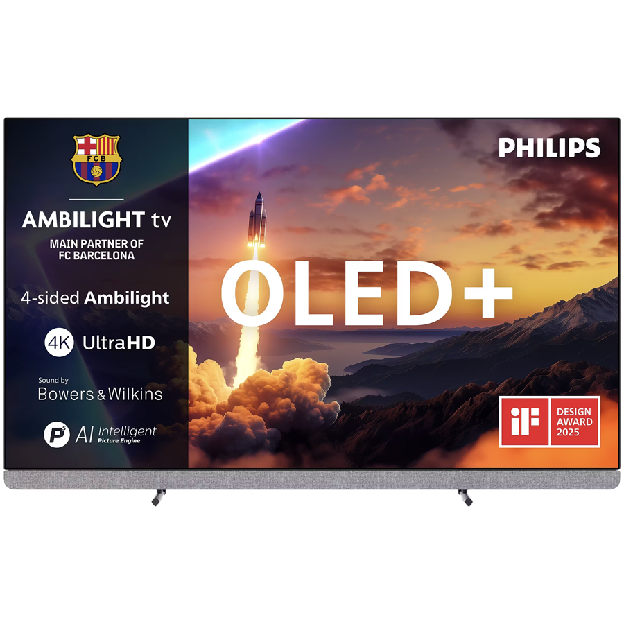Philips 55OLED910/12 4K OLED+ PLUS, Google TV, 4-SIDE AMBILIGHT, 144 Hz, Procesor P5 AI Perfect, 139 cm (55''), Bowers & Wilkins zvuk, Dolby Vision and Dolby Atmos