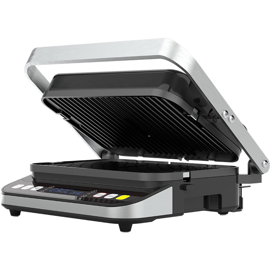 AENO ''Electric Grill EG1: 2000W, 3 heating modes - Upper Grill, Lower Grill, Both Grills  Defrost, Max opening angle -180°, Temperature regulation, Timer, Removable double-sided plates, Plate size 32
