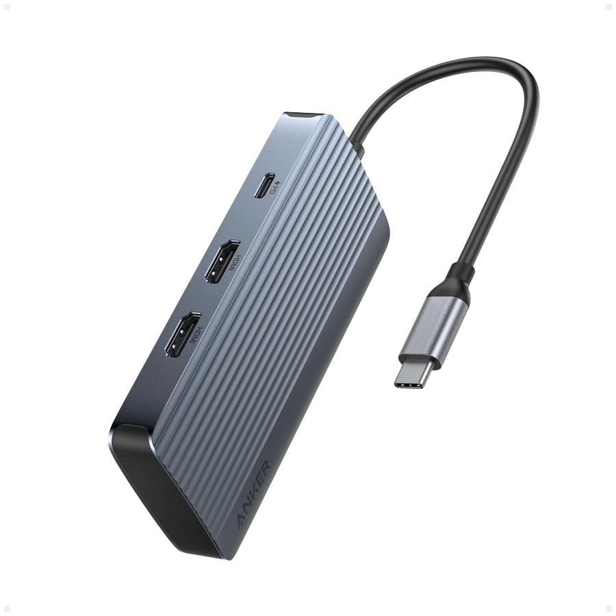 Anker USB-C Hub (7-in-1, Dual Display) Gray
