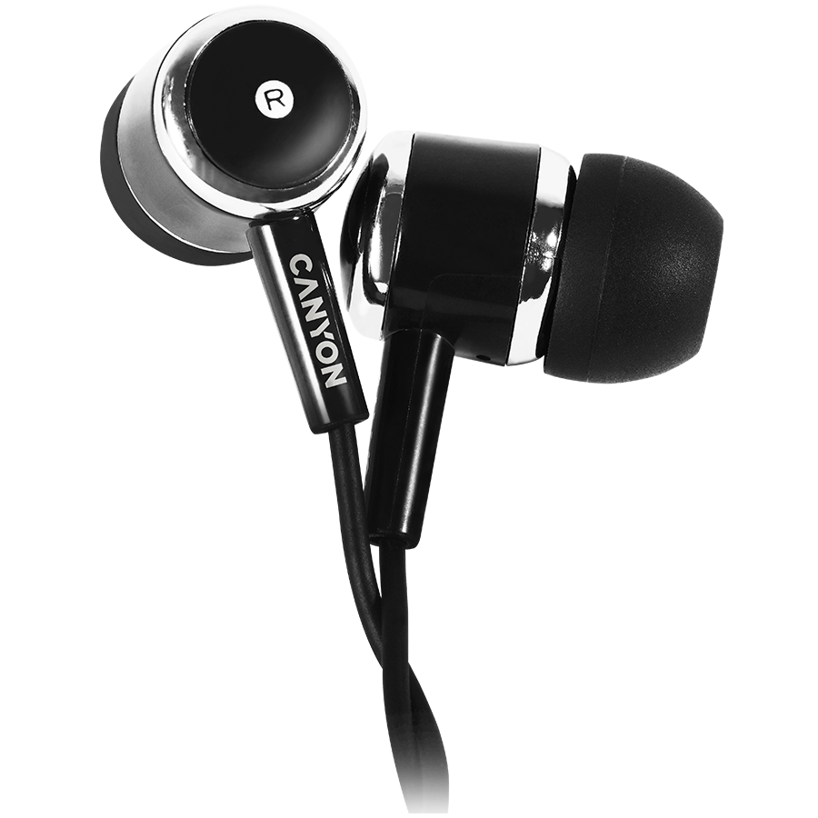 CANYON Stereo earphones with microphone, Black