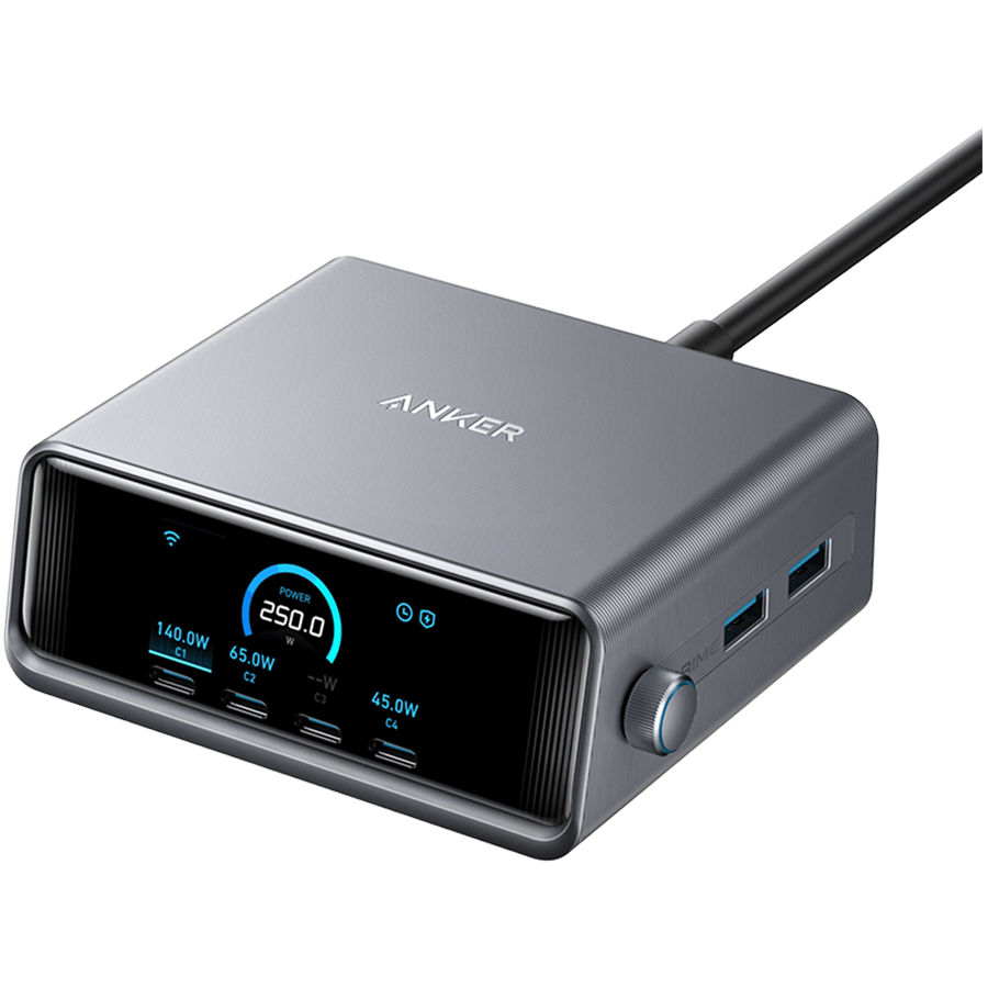 Anker Prime Charger (250W, 6 Ports, GaNPrime) Silver